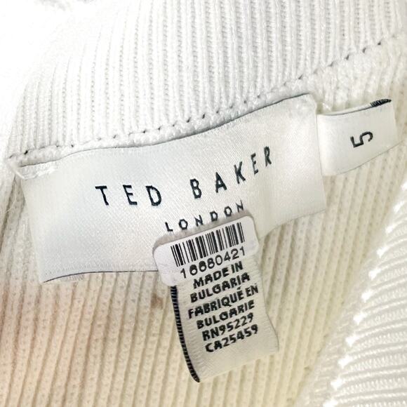 Ted Baker Mayumid Tweed Mini Dress White Ribbed Sleeveless Sz 12 US (5 Ted) - Picture 10 of 15